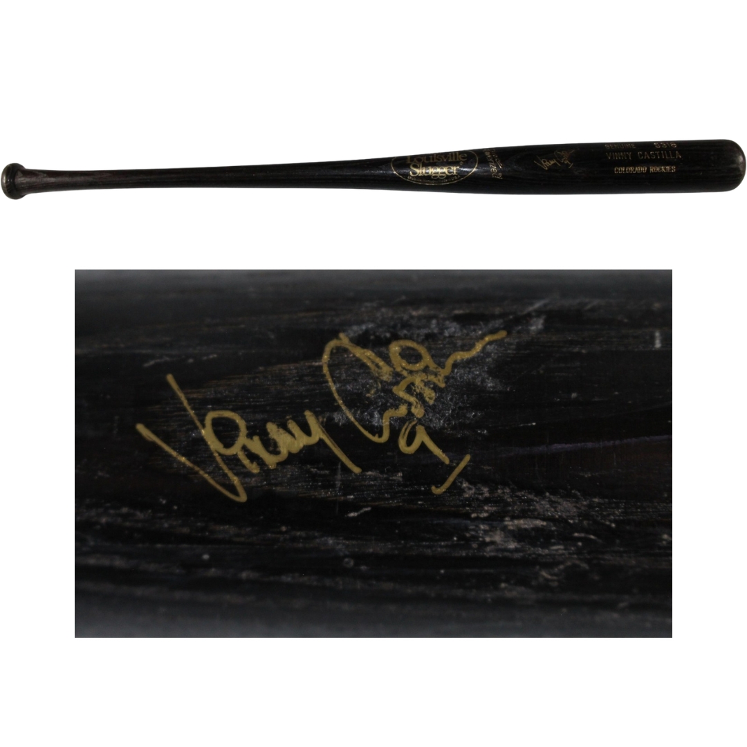Vinny Castilla Autographed Colorado Rockies Game Used LS Black Bat 53922
