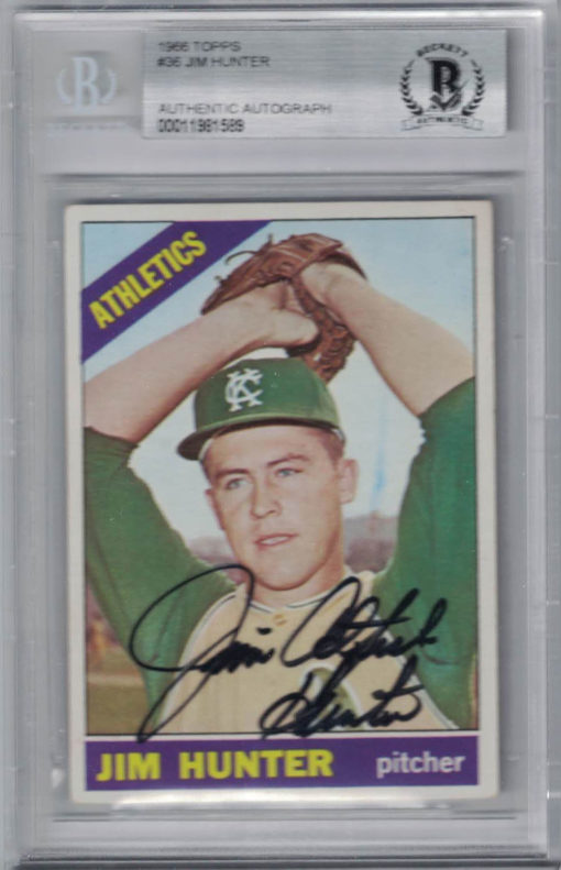 Jim Catfish Hunter Signed Kansas City Athletics 1966 Topps 36 Card BAS