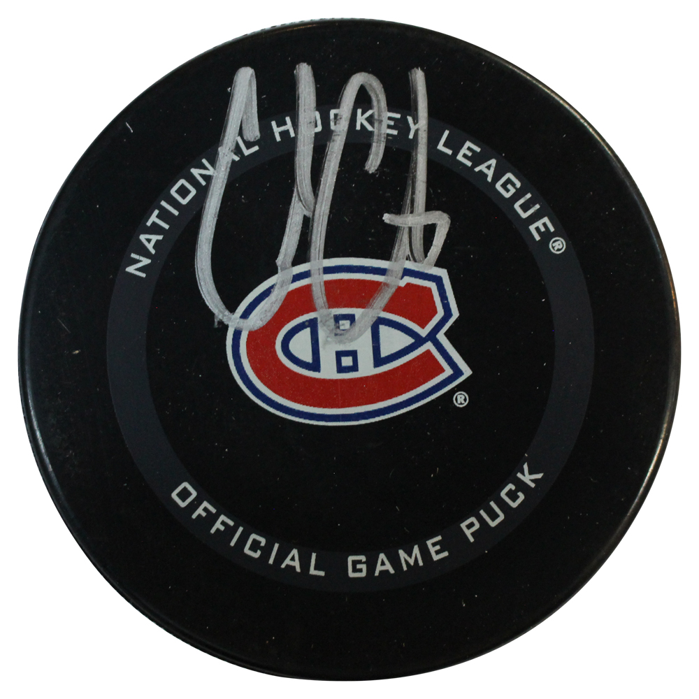 Cole Caufield Autographed Montreal Canadiens Hockey Puck Fanatics