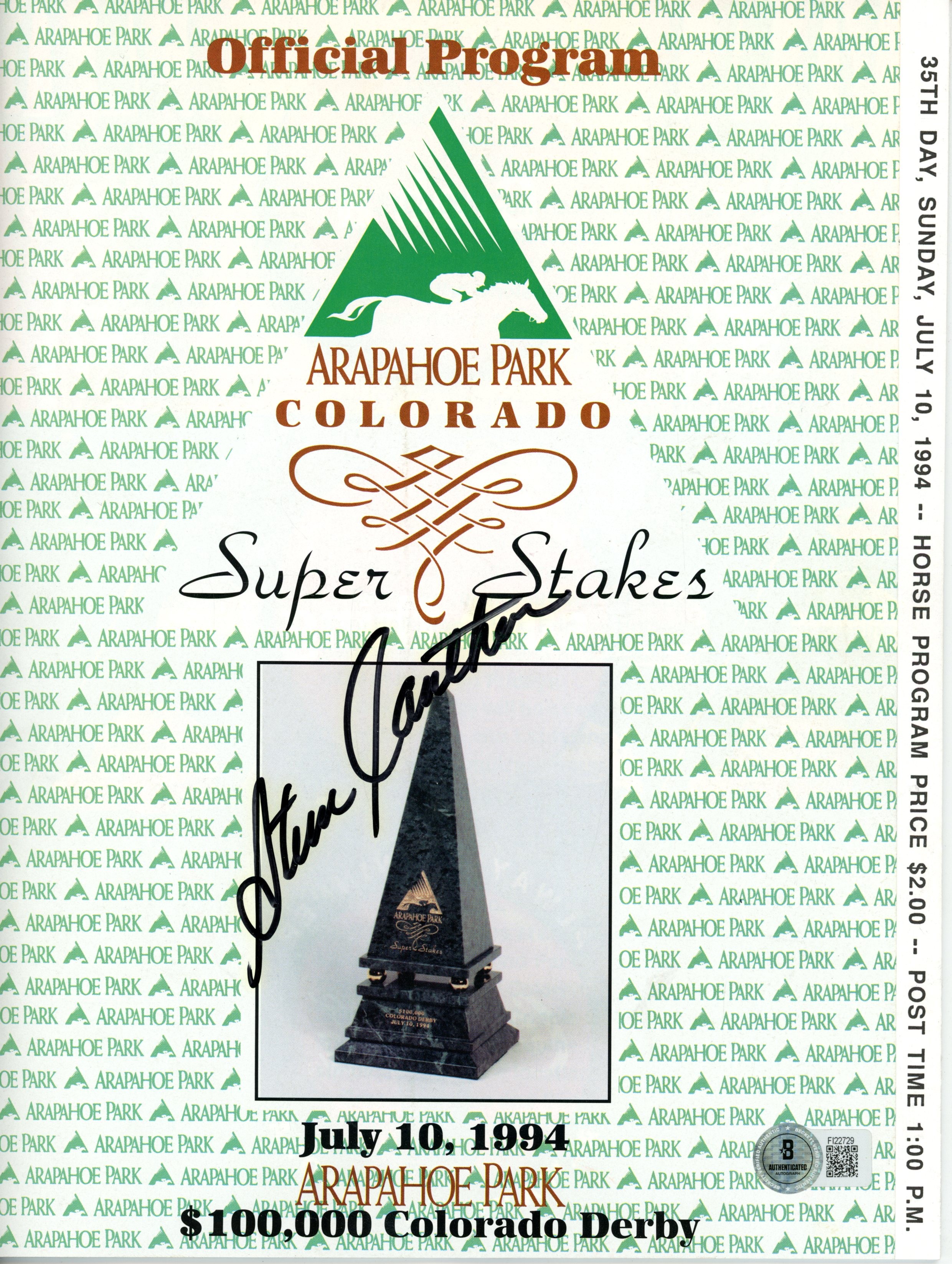 Steve Catuher Signed Arapahoe Park Magazine Horse Racing Program Beckett 55770