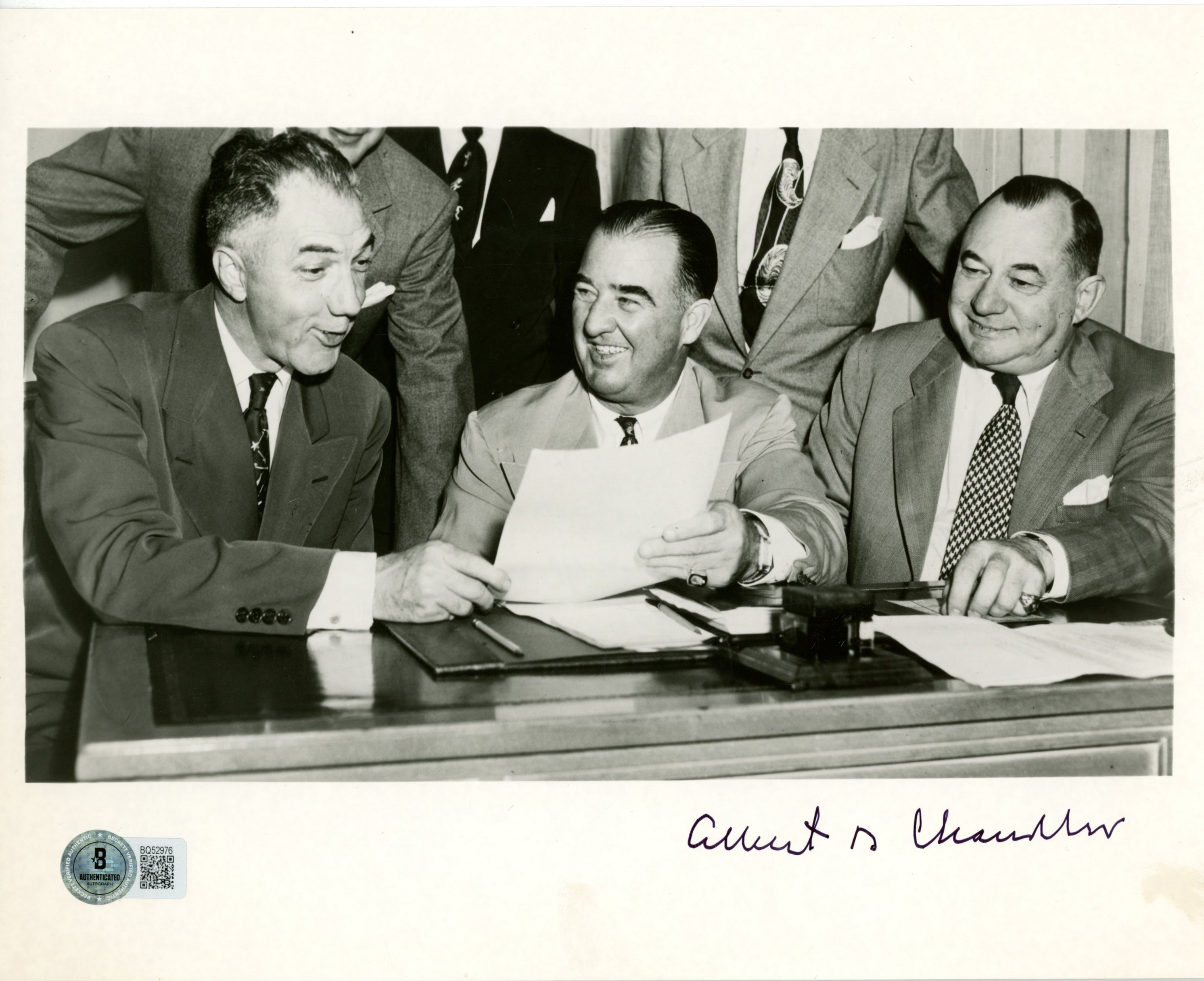 Happy Chandler Autographed/Signed United States Senator 8x10 Photo Beckett 57434