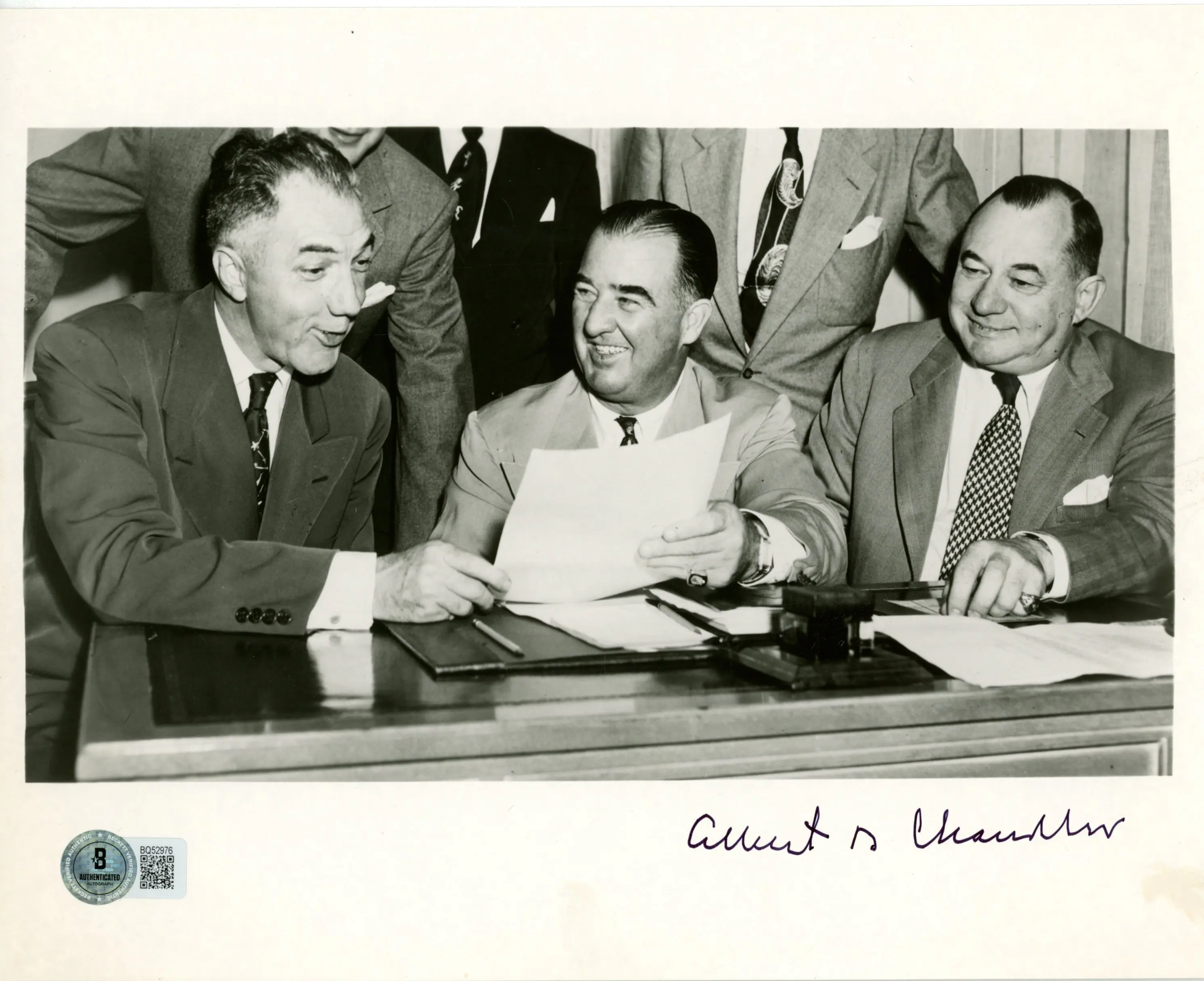 Happy Chandler Autographed/Signed United States Senator 8x10 Photo Beckett 57434