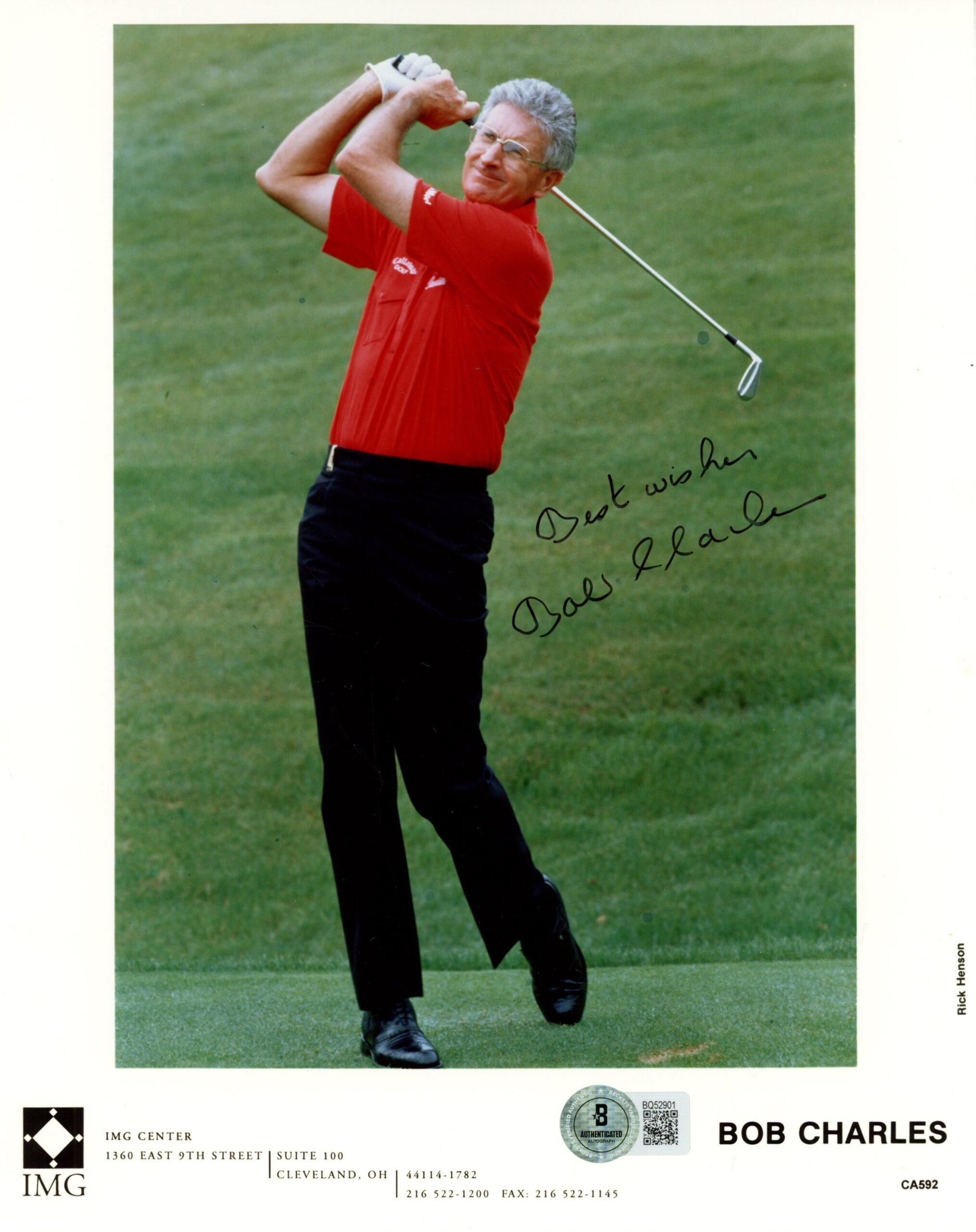 Bob Charles Autographed/Signed PGA 8x10 Photo Beckett 57328