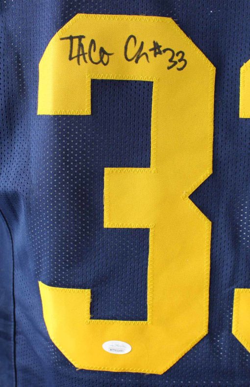 Taco Charlton Autographed Michigan Wolverines Blue XL Jersey JSA 23994