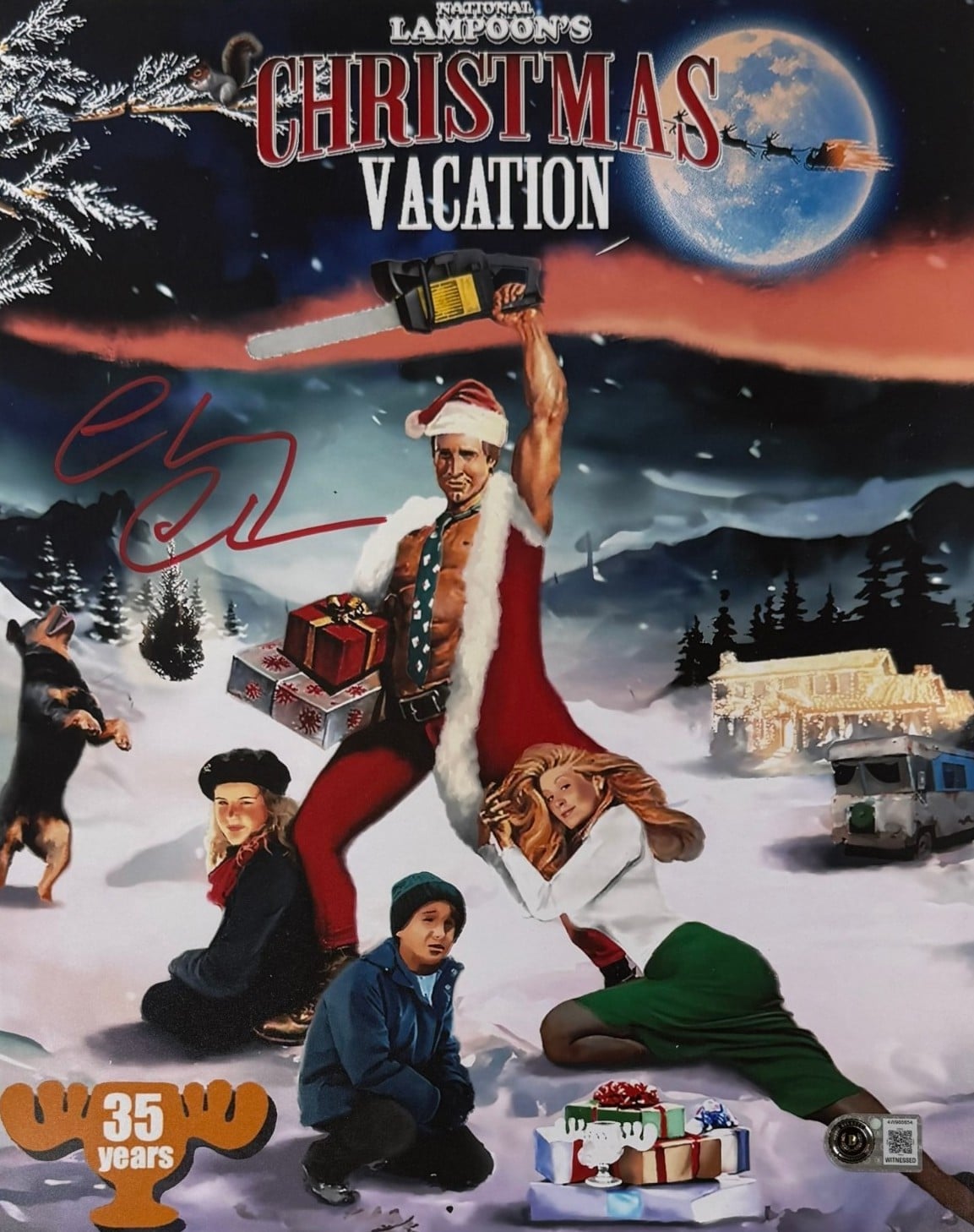 Chevy Chase Autographed/Signed Christmas Vacation 11x14 Photo Beckett WIT 58275