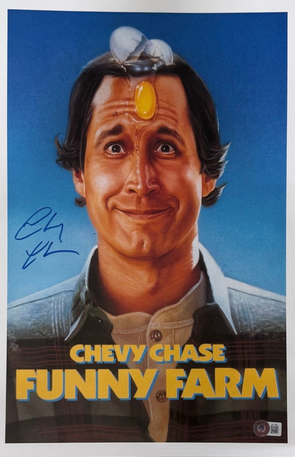 Chevy Chase Autographed/Signed Funny Farm 11x17 Photo Beckett WIT 58281