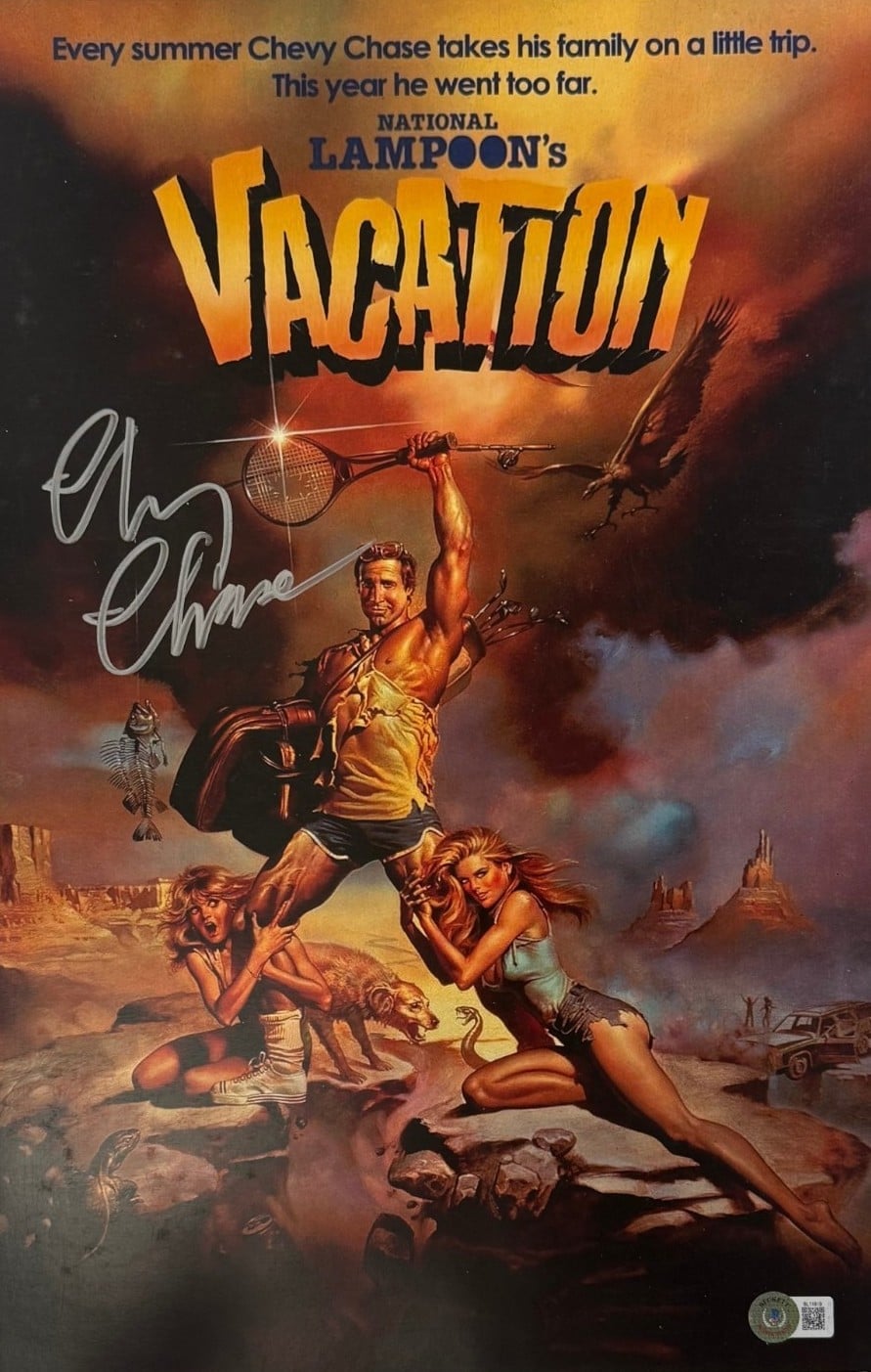 Chevy Chase Autographed/Signed Vacation 11x17 Photo Beckett WIT 58279