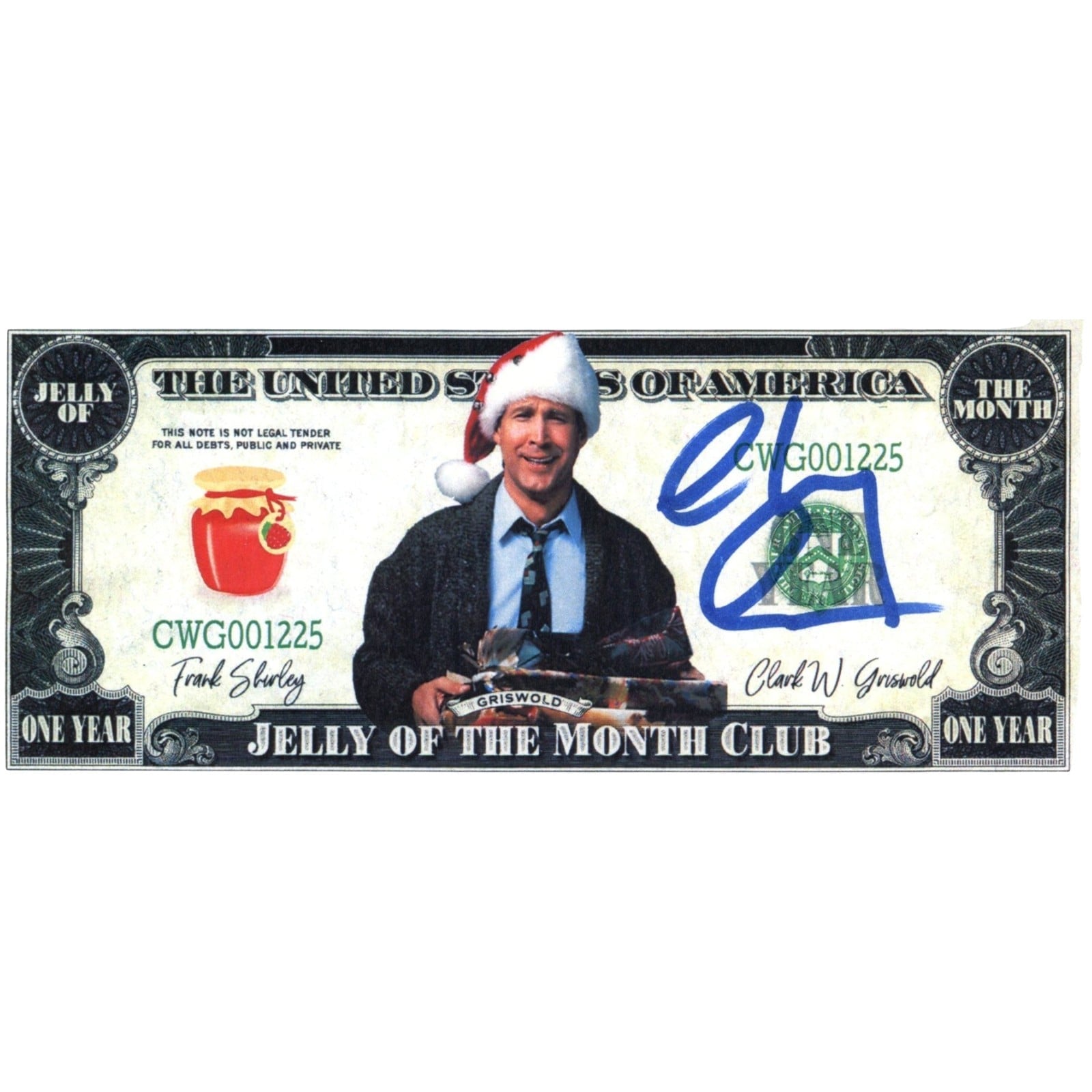 Chevy Chase Autographed/Signed Christmas Vacation Dollar Bill Beckett WIT 58297