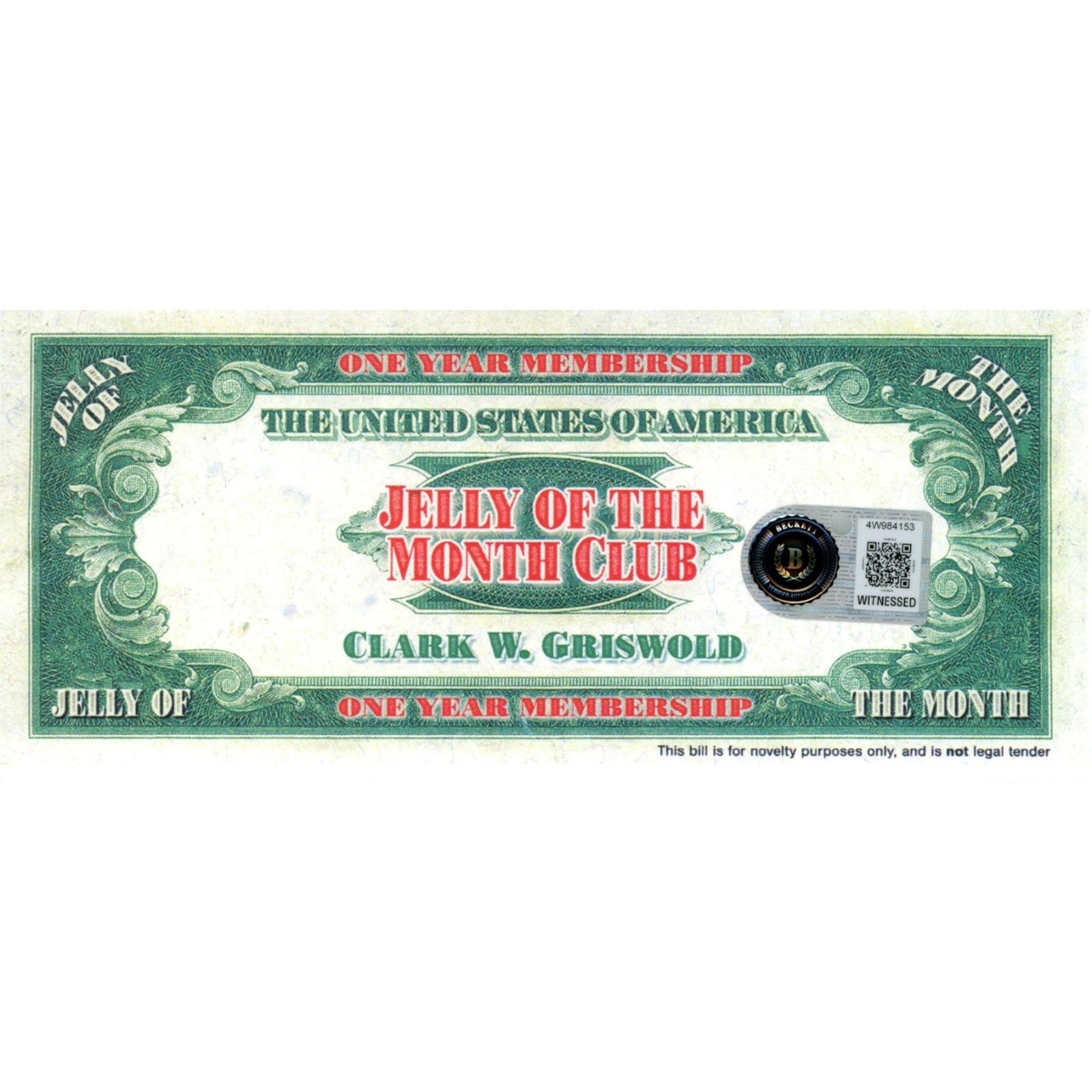 Chevy Chase Autographed/Signed Christmas Vacation Dollar Bill Beckett WIT 58297 2 Chevy Chase Autographed/Signed Christmas Vacation Dollar Bill Beckett WIT 58297