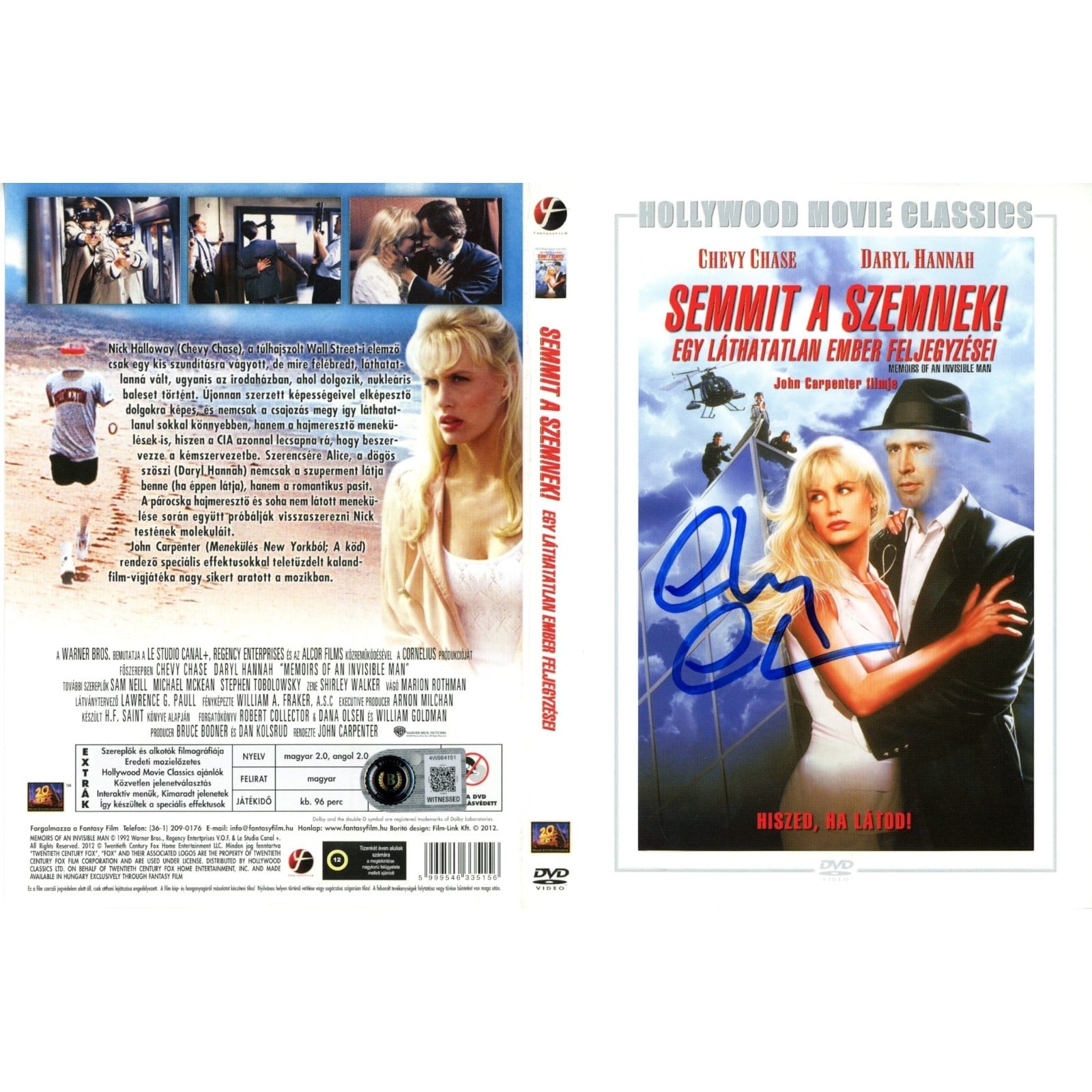 Chevy Chase Autographed Memories of an Invisible Man DVD Cover Beckett WIT 58298