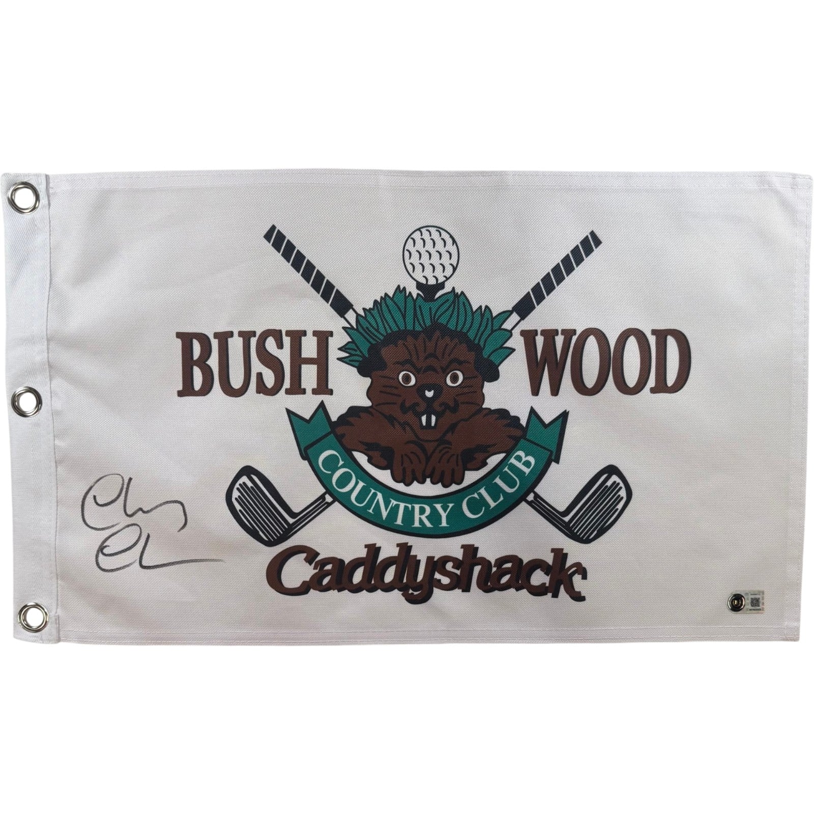 Chevy Chase Autographed/Signed Caddy Shack Golf Flag Beckett Witness 58324 1 Chevy Chase Autographed/Signed Caddy Shack Golf Flag Beckett Witness 58324