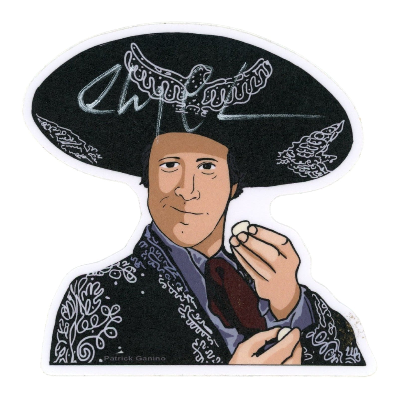 Chevy Chase Autographed/Signed Three Amigos Sticker Beckett Witness 58296