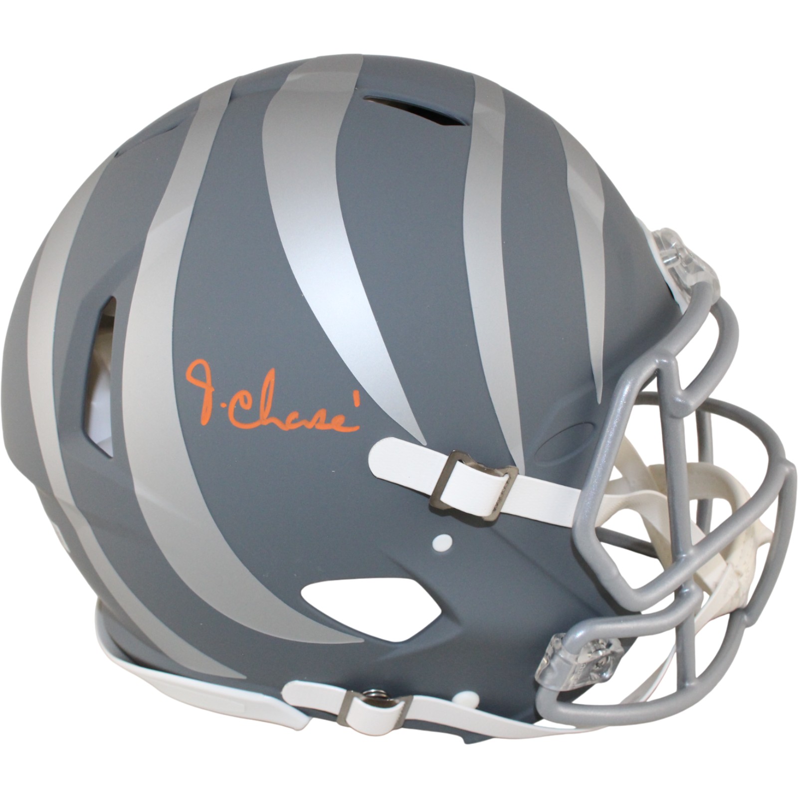 Ja'Marr Chase Autographed Cincinnati Bengals Pro Line Slate Helmet Beckett 54007