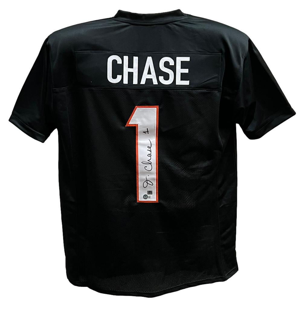 Ja'Marr Chase Autographed/Signed Pro Style Black XL Jersey Beckett