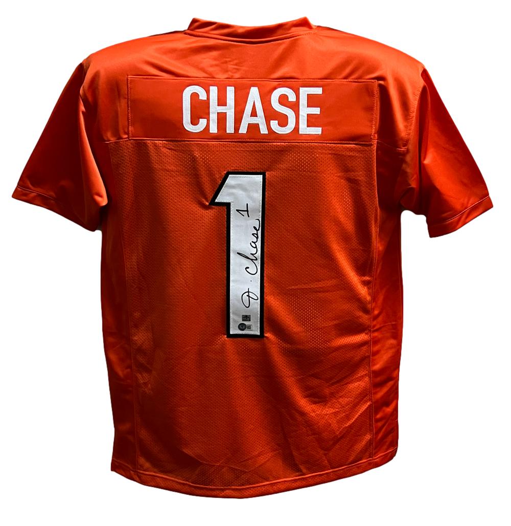 Ja'Marr Chase Autographed/Signed Pro Style Orange XL Jersey Beckett