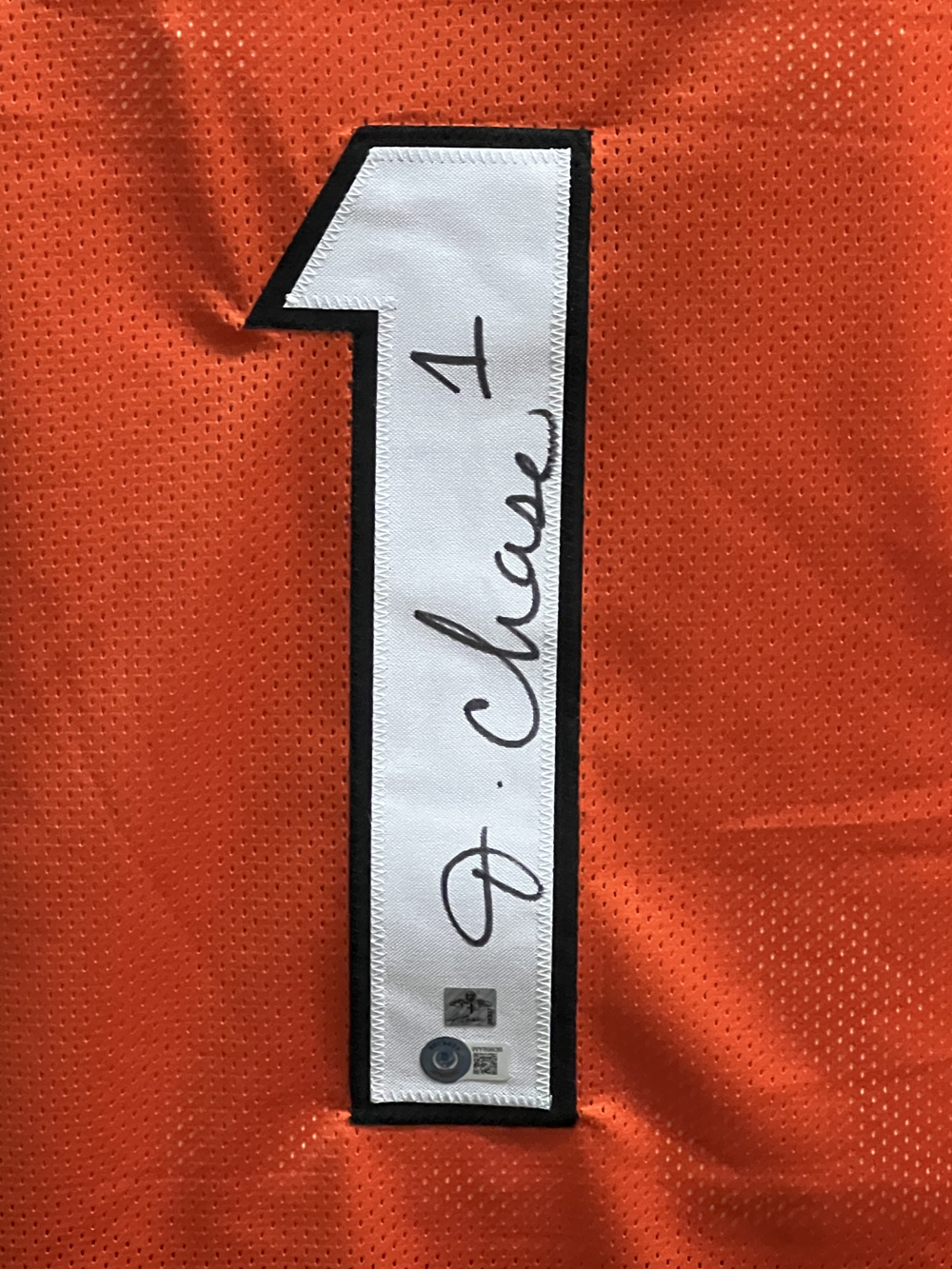 Ja'Marr Chase Autographed/Signed Pro Style Orange XL Jersey Beckett