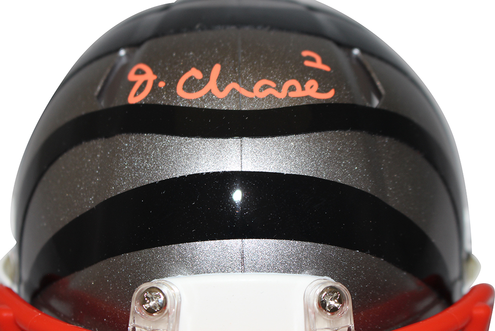 Ja'Marr Chase Autographed Cincinnati Bengals Flash Mini Helmet Beckett