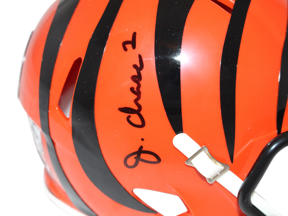 JaMarr Chase Autographed Cincinnati Bengals Mini Helmet BAS Denver