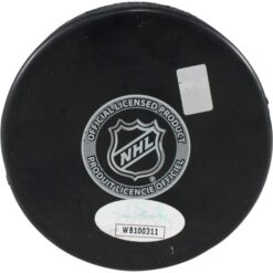 Gerry Cheevers Autographed/Signed Boston Bruins Logo Puck HOF 85 JSA 53948