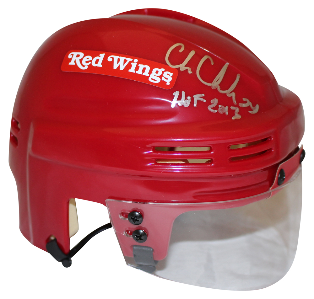 Chris Chelios Autographed Detroit Red Wings Red Mini Helmet HOF FAN