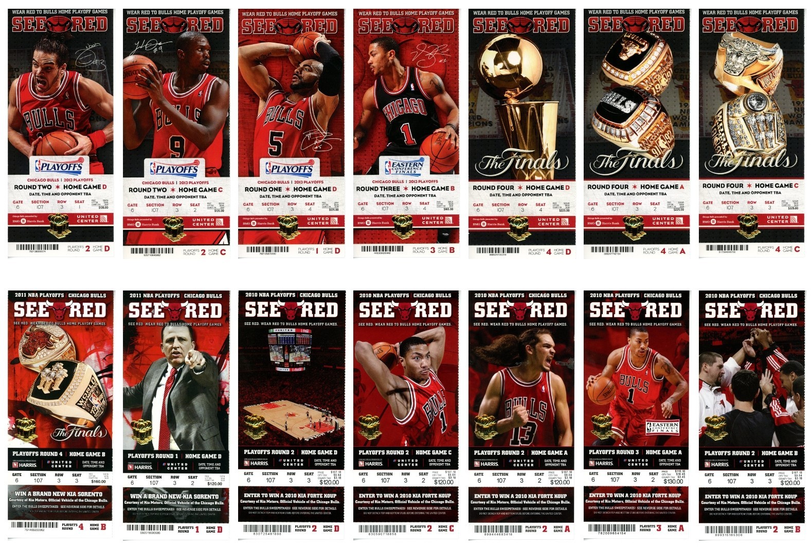 Chicago Bulls 90 qty Ticket Lot Phantom Tickets 2010 - 2013 NBA Playoffs 55552