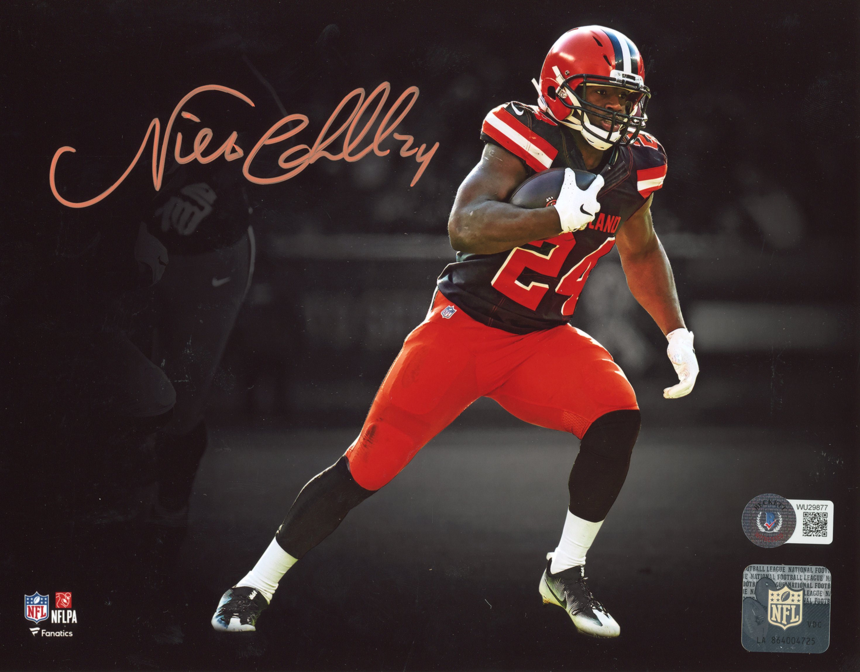 Nick Chubb Autographed/Signed Cleveland Browns 8x10 Photo Beckett 