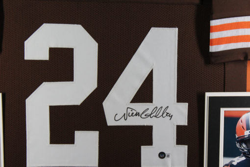 Nick Chubb Autographed/Signed Pro Style Framed Brown XL Jersey Beckett