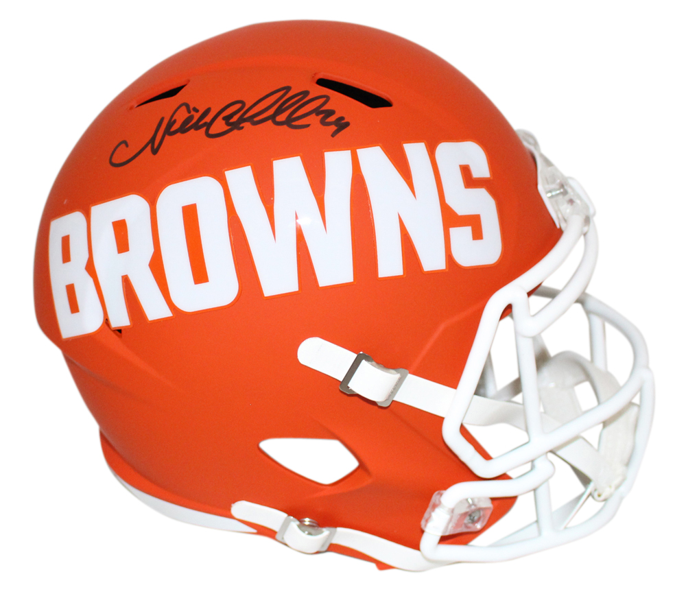 Nick Chubb Autographed Cleveland Browns F/S AMP Speed Helmet BAS 32360