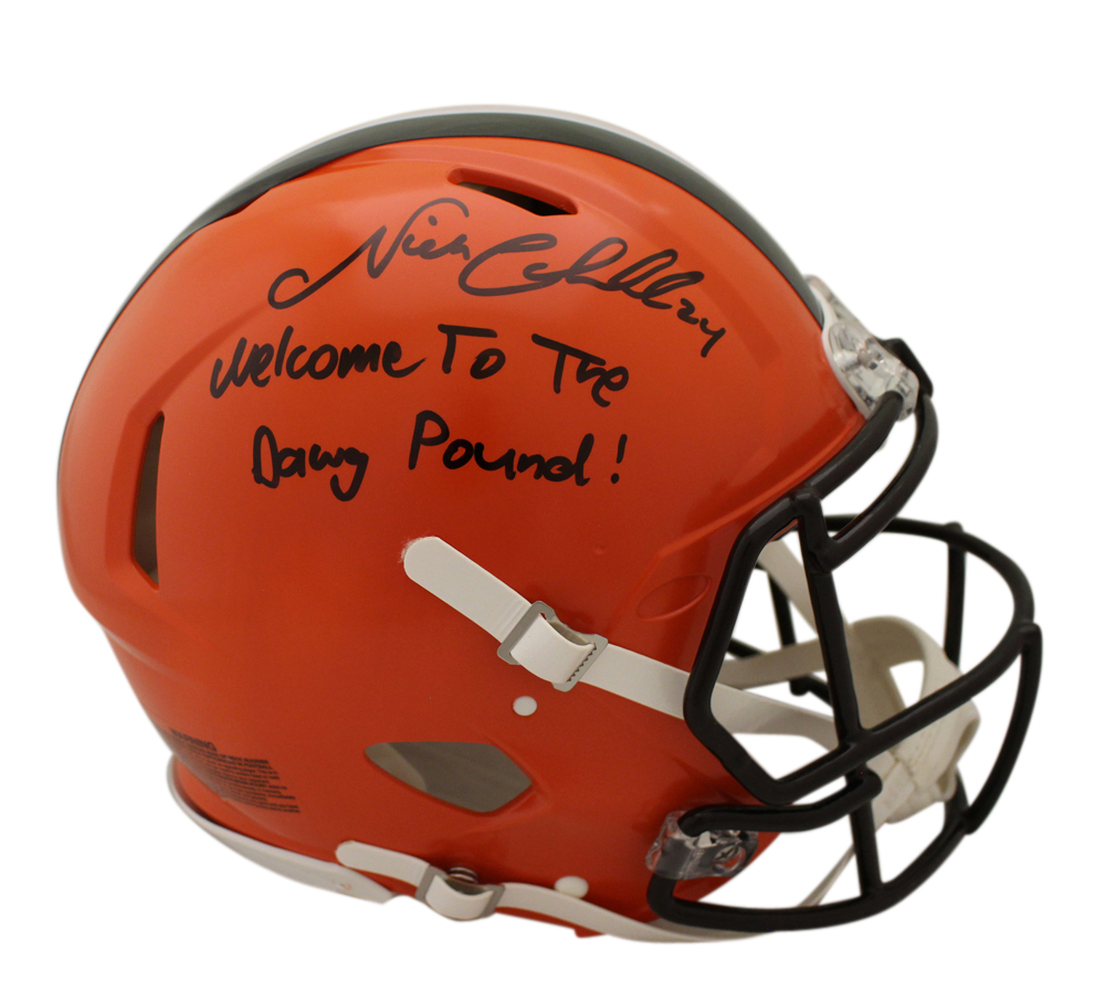 Nick Chubb Signed Cleveland Authentic Speed Helmet Dawg Pound BAS