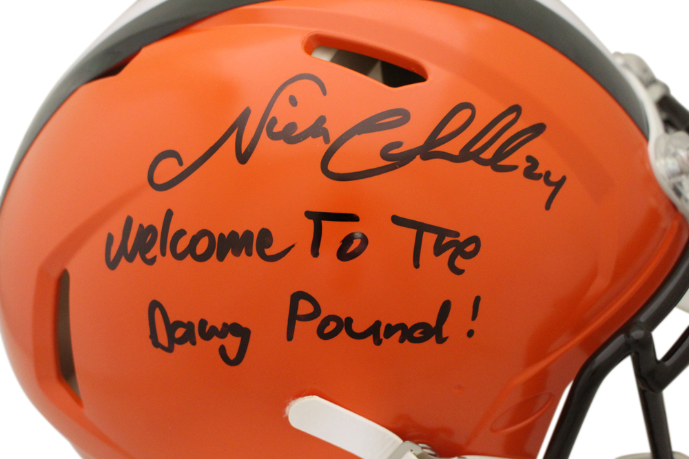 Nick Chubb Signed Cleveland Authentic Speed Helmet Dawg Pound BAS