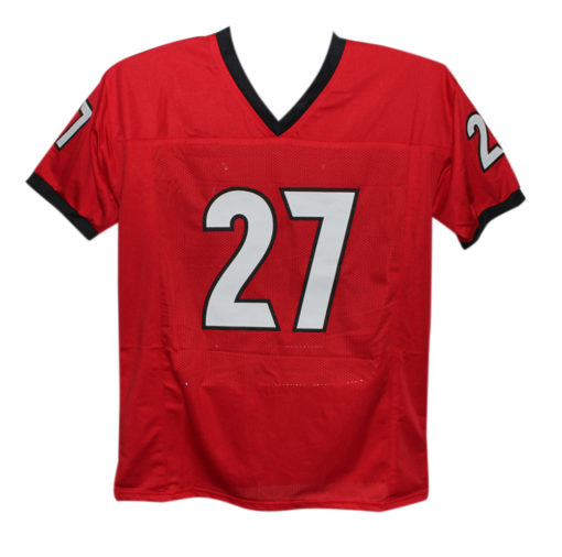 Nick Chubb Autographed/Signed College Style Red XL Jersey Beckett