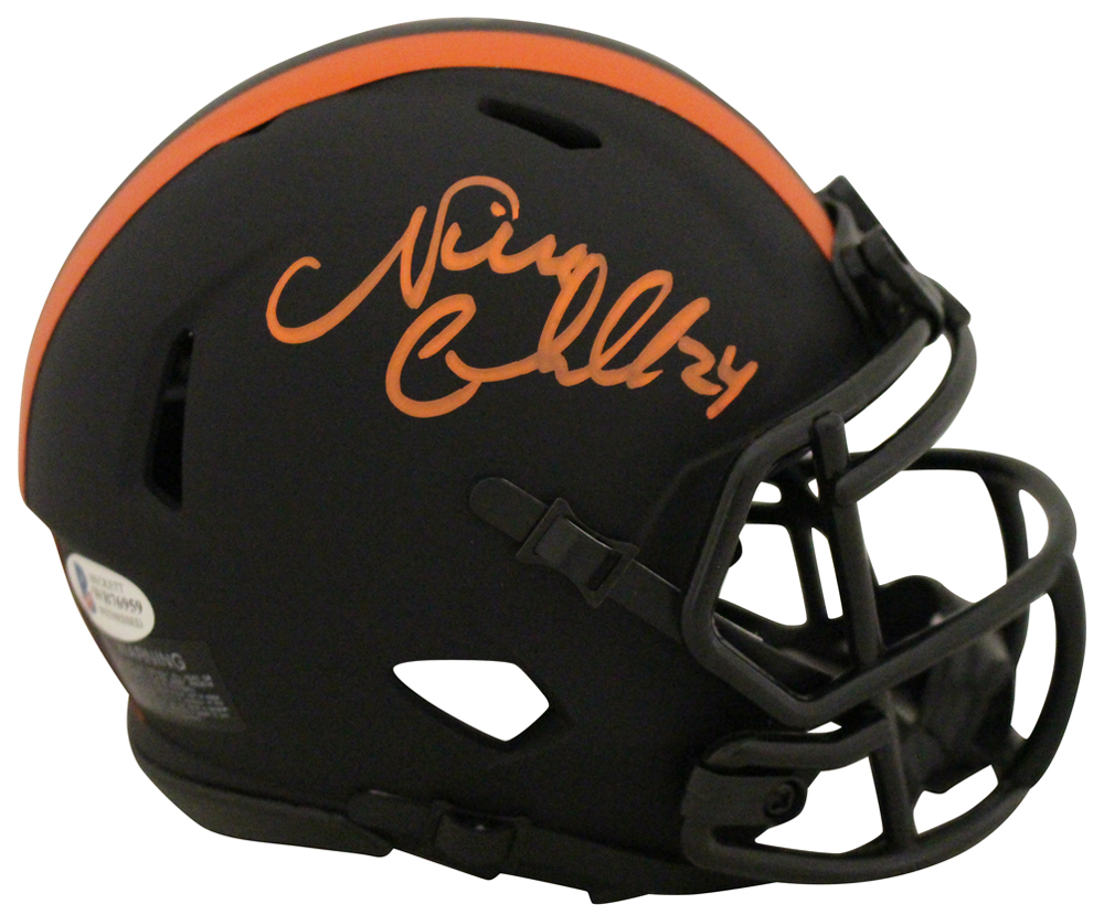 Nick Chubb Autographed/Signed Cleveland Browns Eclipse Mini Helmet BAS 27616