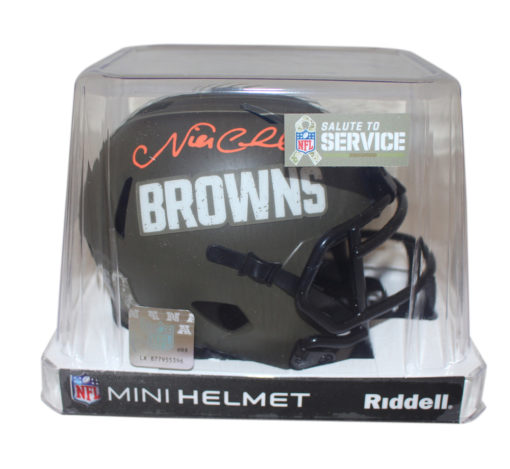Nick Chubb Autographed Cleveland Browns Salute Mini Helmet Beckett