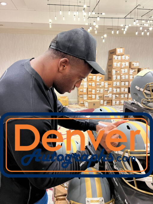 Nick Chubb Autographed/Signed Cleveland Browns F/S Slate Helmet Beckett 44612