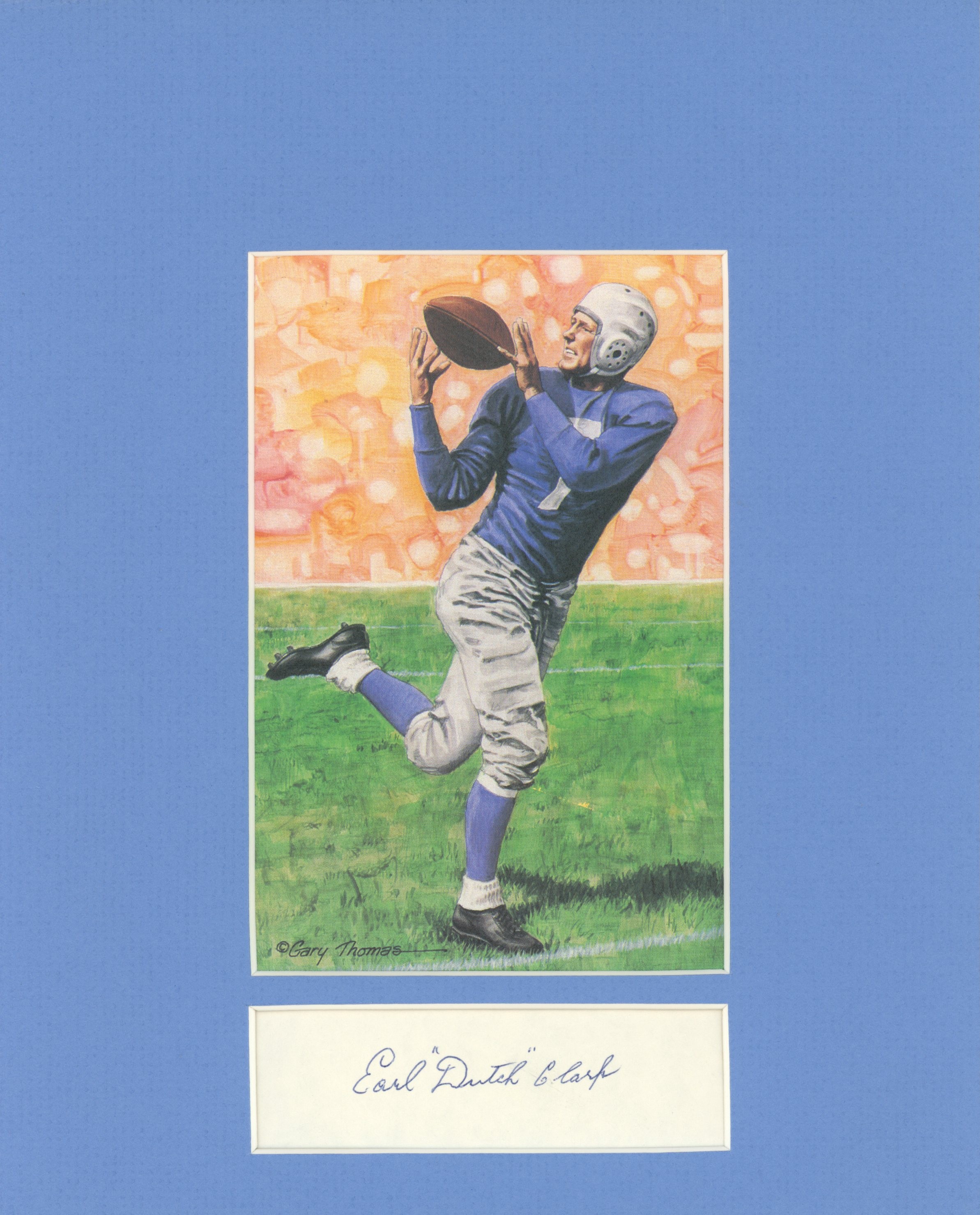 Earl Dutch Clark Signed Detroit Lions Mat Cut Auto Goal Line Art Card BAS 55401