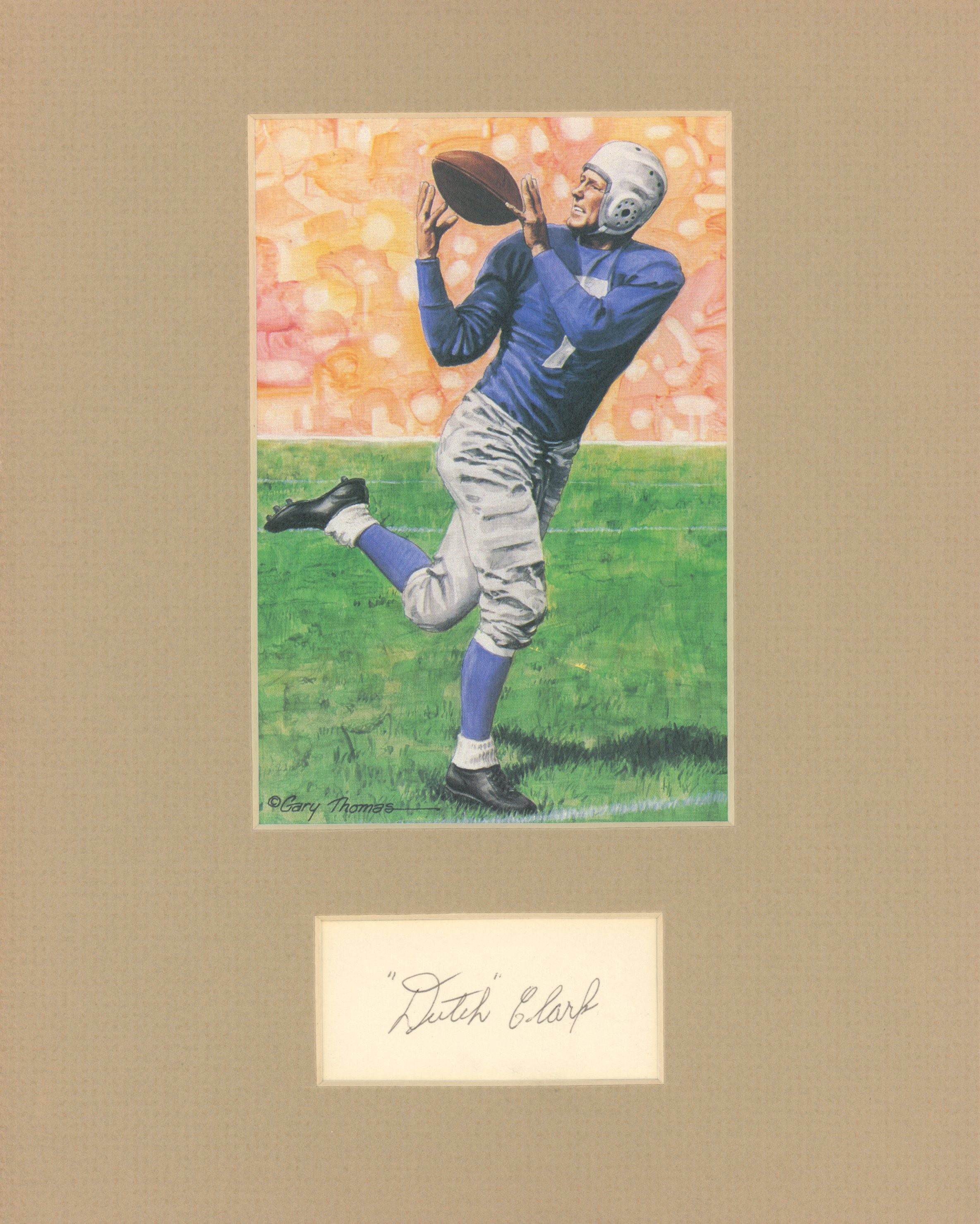 Earl Dutch Clark Signed Detroit Lions Mat Cut Auto Goal Line Art Card BAS 55400