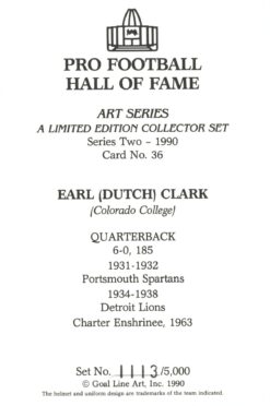 Earl "Dutch" Clark Detroit Lions Goal Line Art Card Series 2 No. 36 /5000 58054