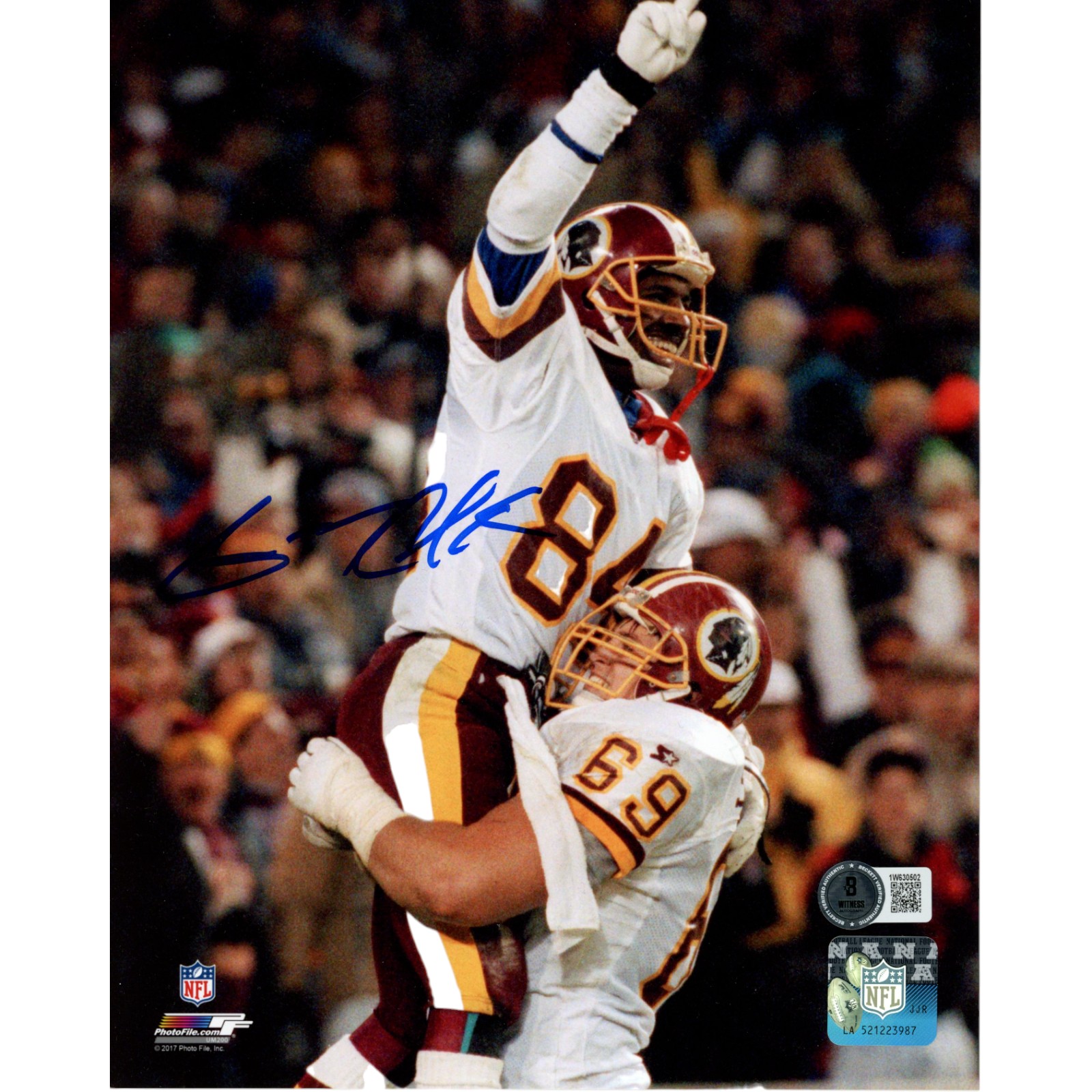 Gary Clark Autographed Washington Redskins 8x10 Photo Beckett Witness 51661
