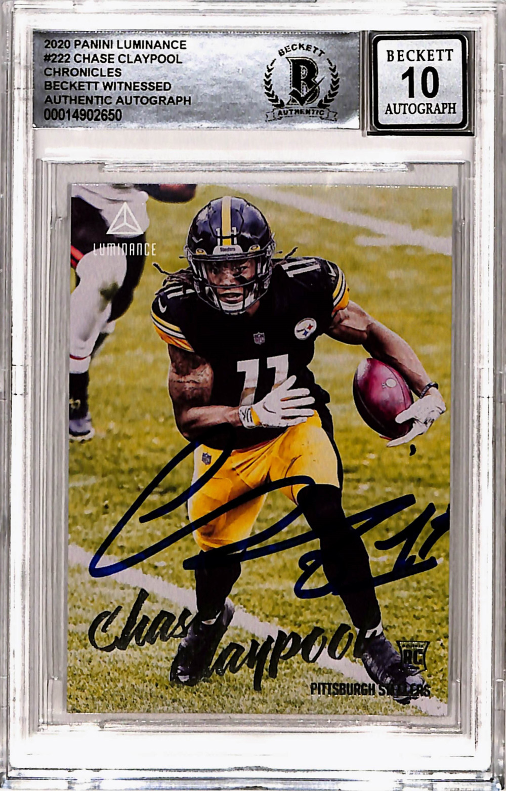 Chase Claypool Signed 2020 Chronicles Update #222 Rookie Card BAS Slab