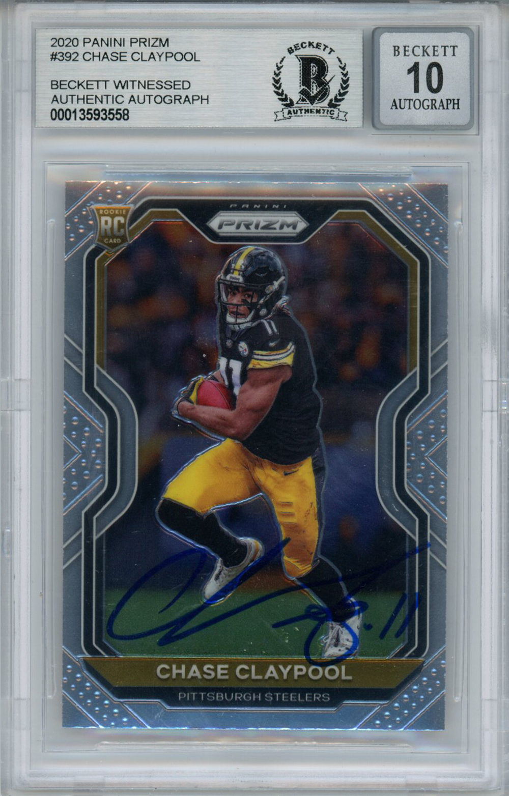 Chase Claypool Autographed 2020 Panini Prizm Rookie Card Beckett 10 Slab