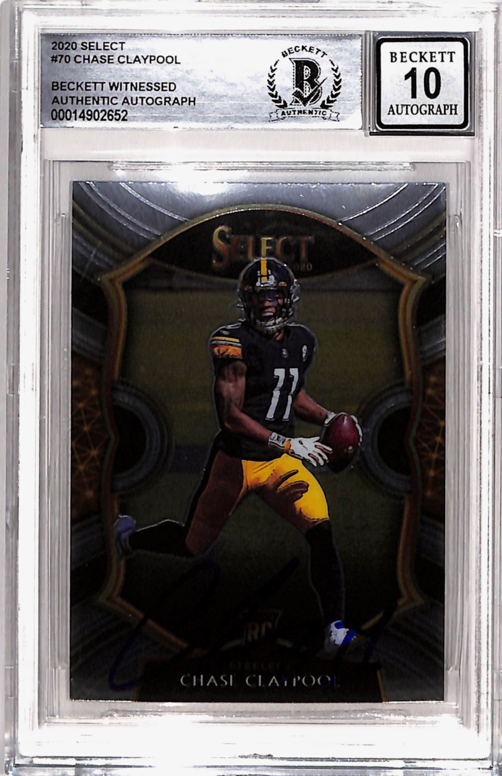 Chase Claypool Signed 2020 Panini Select #70 Rookie Card Beckett Slab