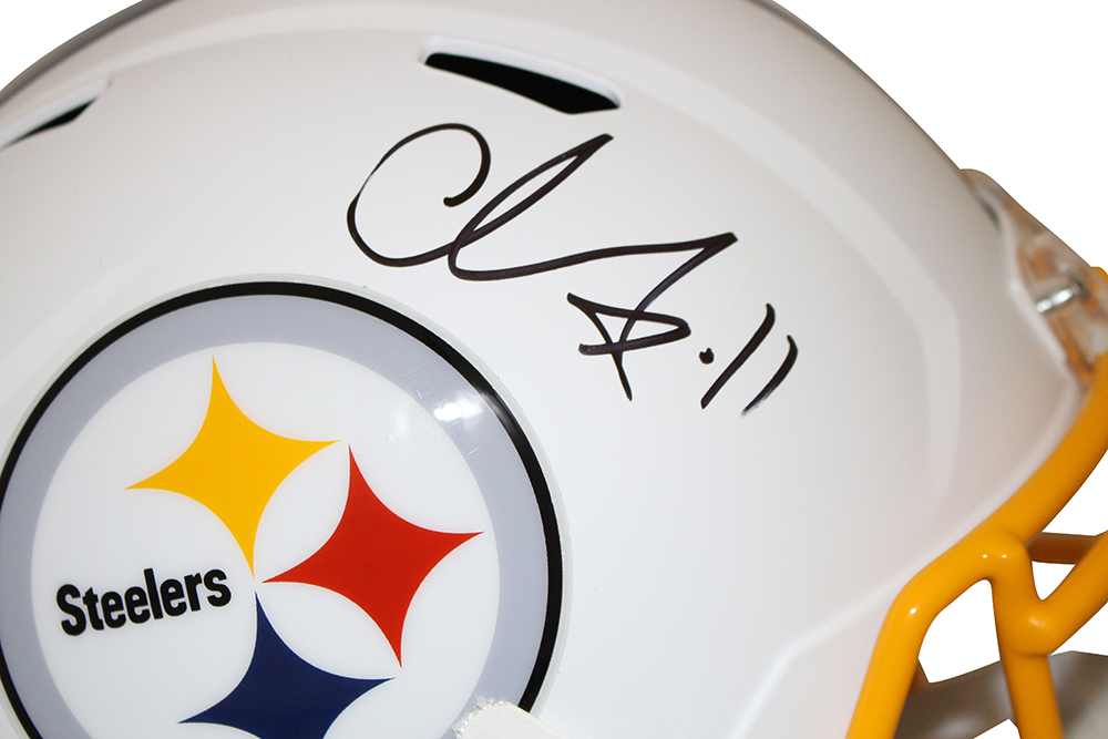 Chase Claypool Autographed Pittsburgh Steelers F/S Flat White Helmet BAS 28318