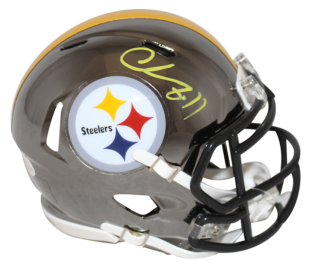 Chase Claypool Autographed Pittsburgh Steelers Chrome Mini Helmet BAS 29365