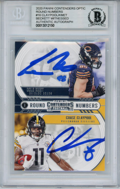 Chase Claypool & Cole Kmet Signed 2020 Panini Contenders Optic Card BAS