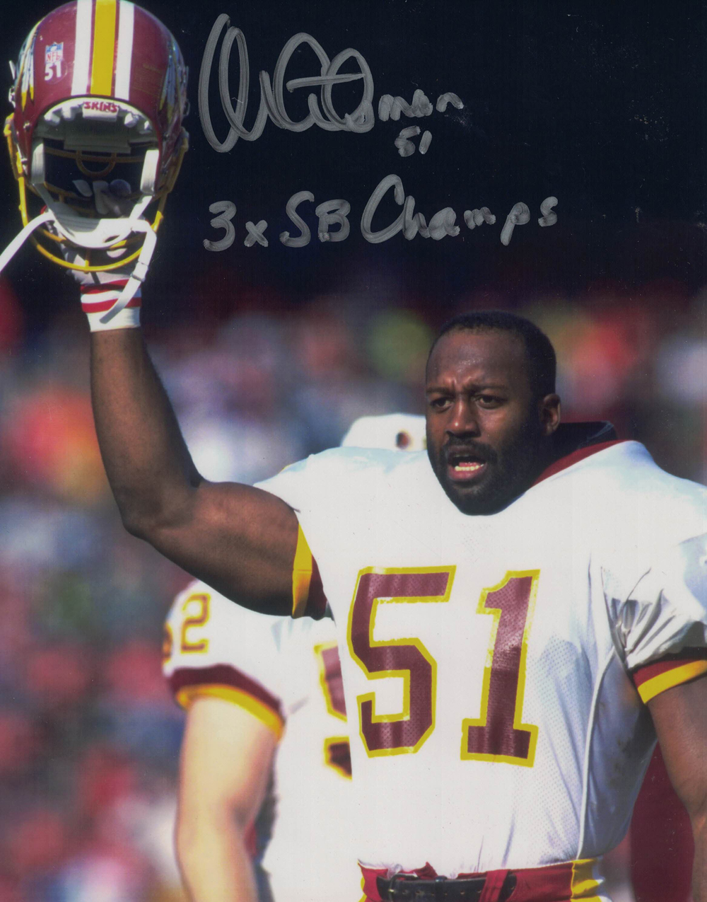 Monte Coleman Autographed Washington Redskins 8x10 Photo 3x Champs 27809