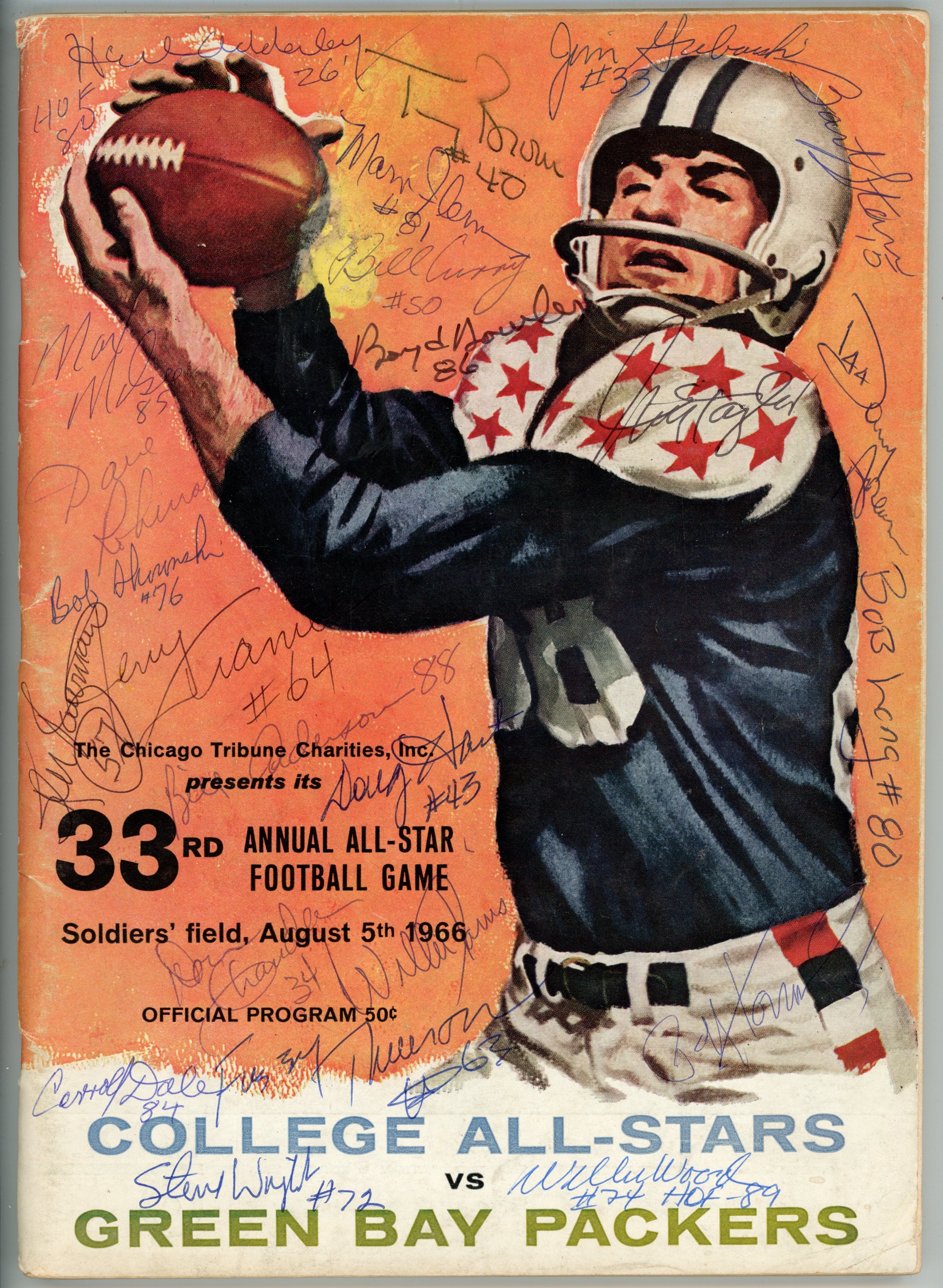 Bart Starr Jim Taylor Fuzzy Thurston +21 Signed College Stars Magazine JSA 55105