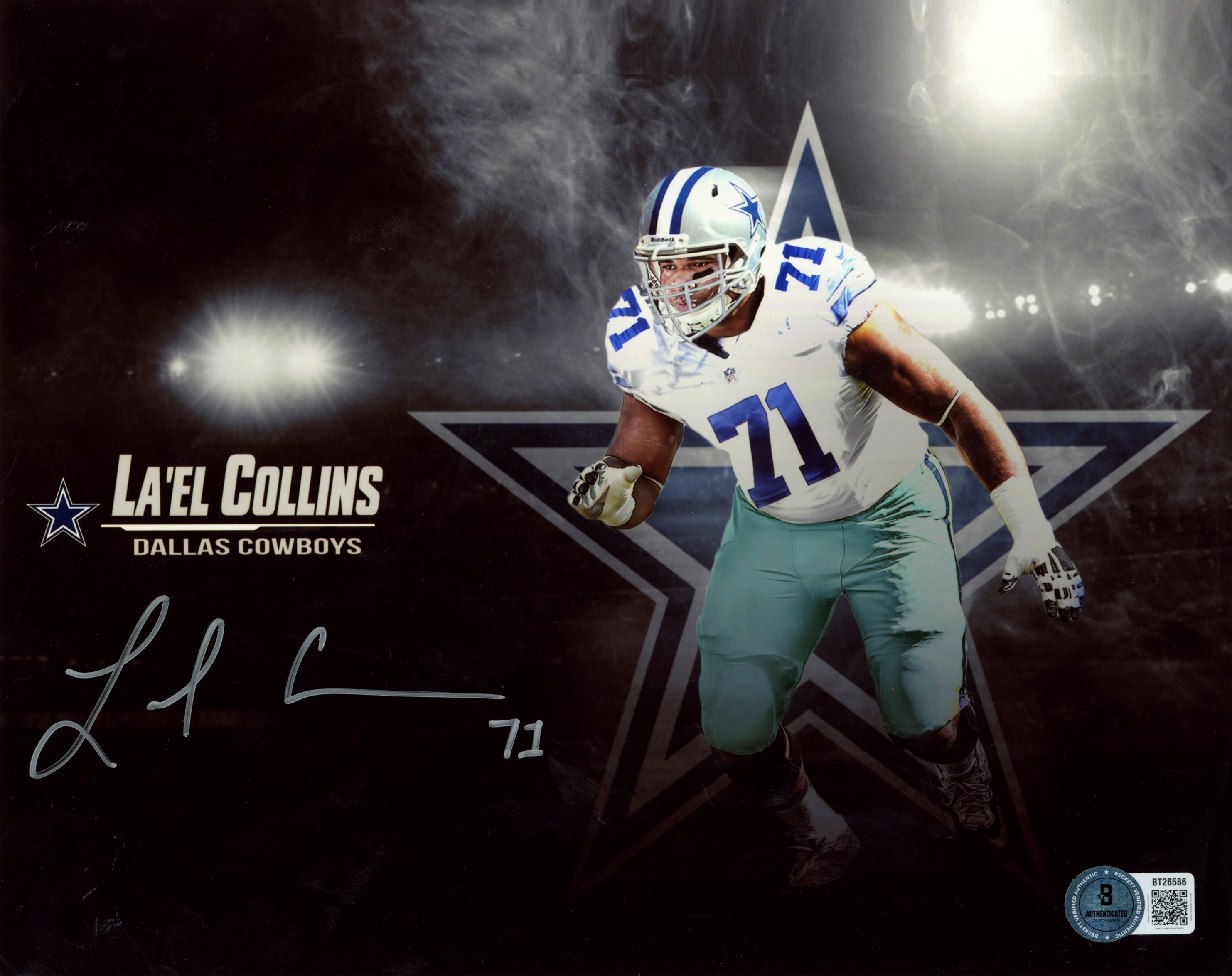 La'el Collins Autographed Dallas Cowboys 8x10 Photo Star Image Beckett 56765
