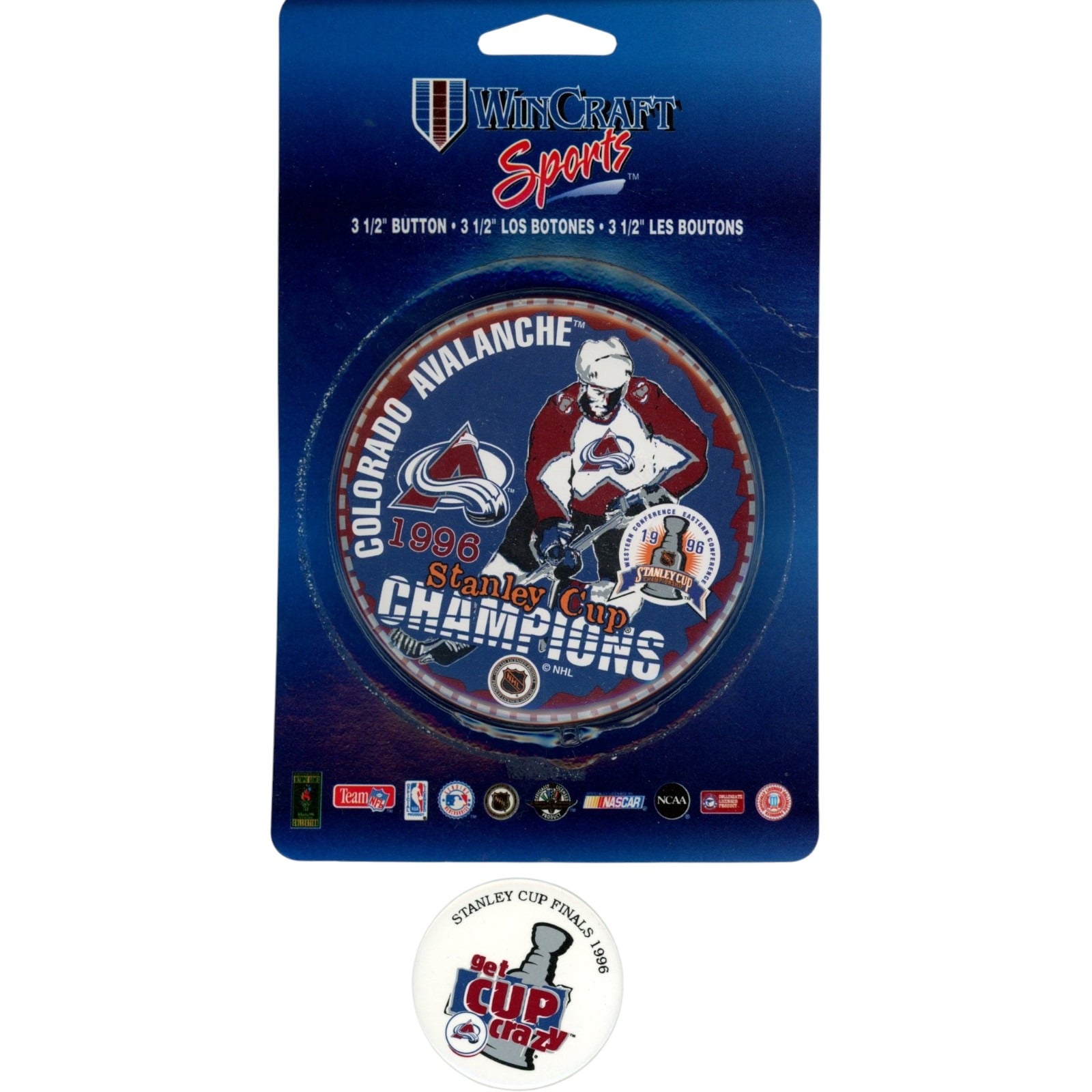 Colorado Avalanche 1996 Stanley Cup Champions Get Cup Crazy Button Lot 57995