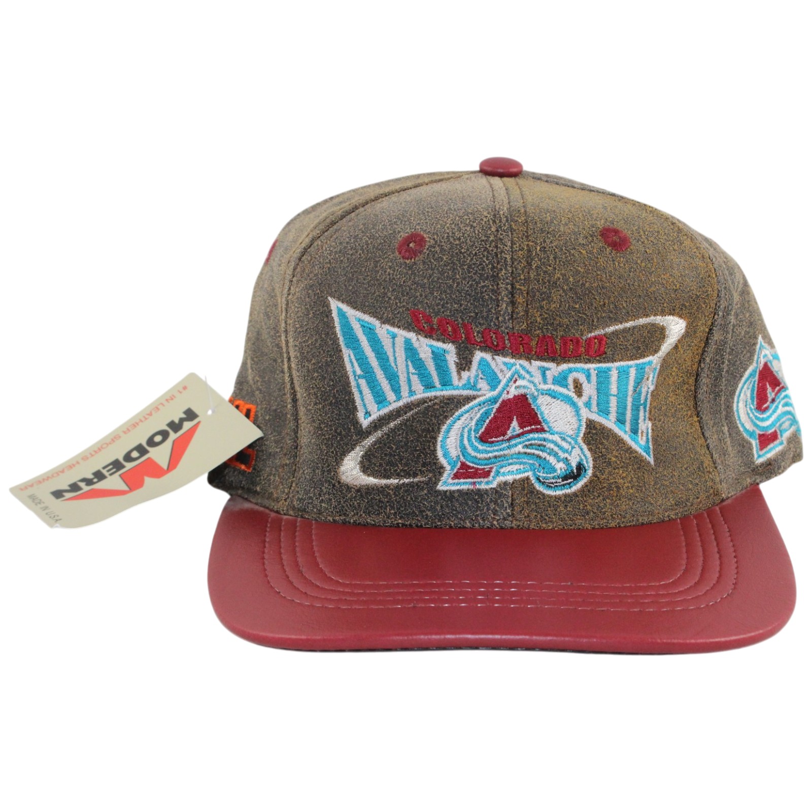 Colorado Avalanche Leather Vintage Hat Modern Logo Adjustable Hat 56003