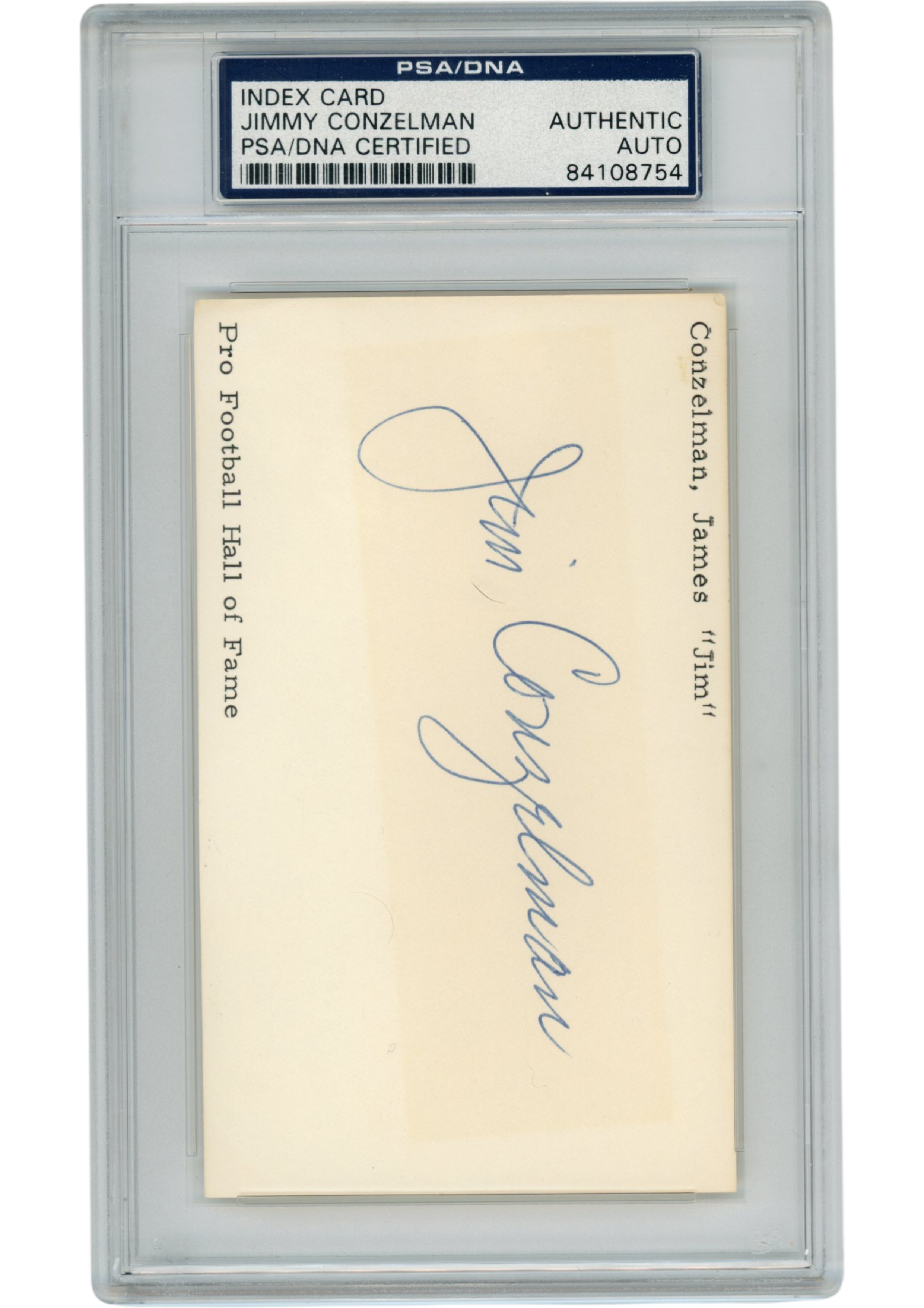 Jimmy Conzelman Autographed Milwaukee Badgers Index Card Slabbed PSA 54919